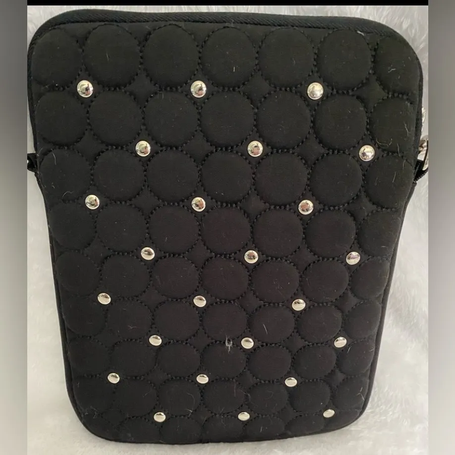 Rebecca Minkoff Black Quilted Studded Neoprene iPad Tablet Crossbody Bag - Image 2
