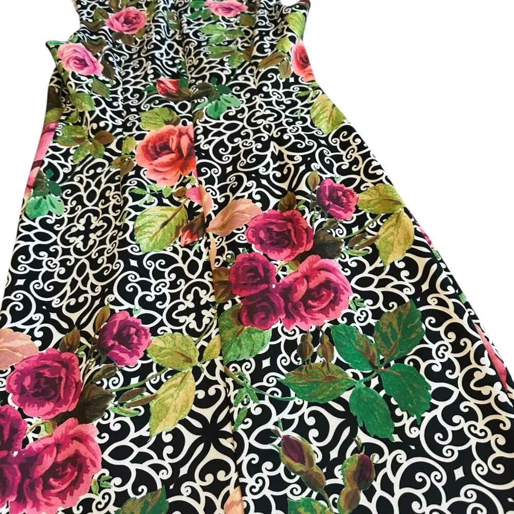 Joseph Ribkoff Fitted Scuba Sheath Dress Floral Print Sleeveless Stretch Size 12 - Image 6