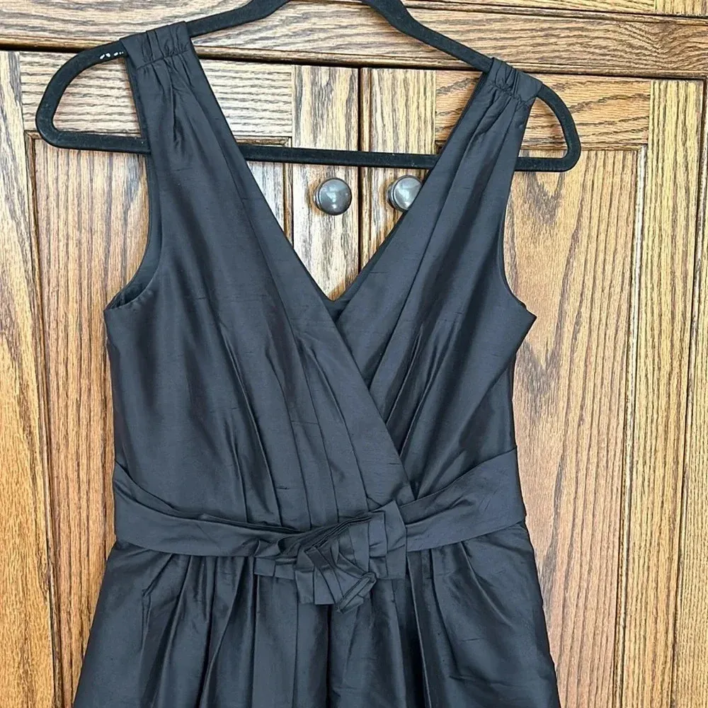 WHBM Faux Wrap 100% Silk  V Neck Lined fit‎ flare party ballet Dress Cocktail 6 - Image 2