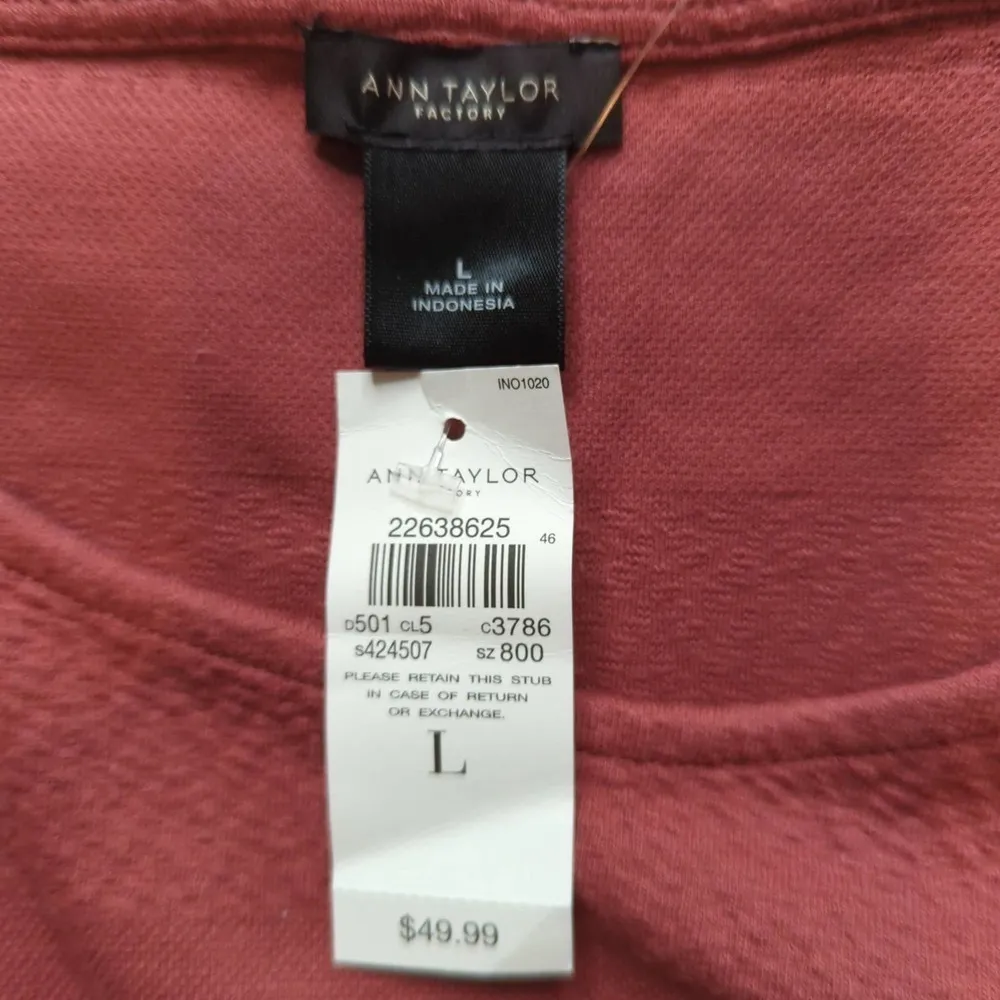 Ann Taylor Factory T-shirt‎ Top Mauve Pink Textured Knit L NWT - Image 6