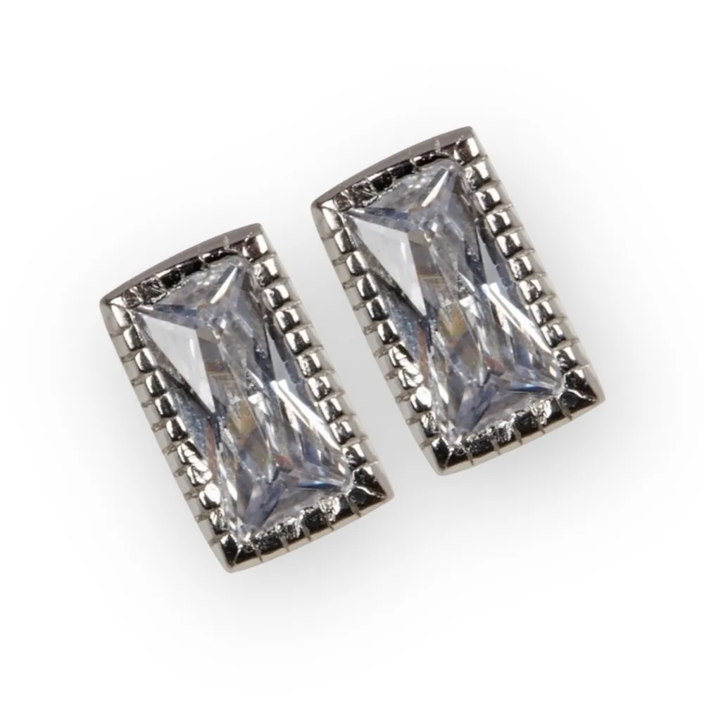new Swarovski ❉ Rectangle Cut Crystal Stud Earrings ❉ Rhodium Plated .925 Silver - Image 11
