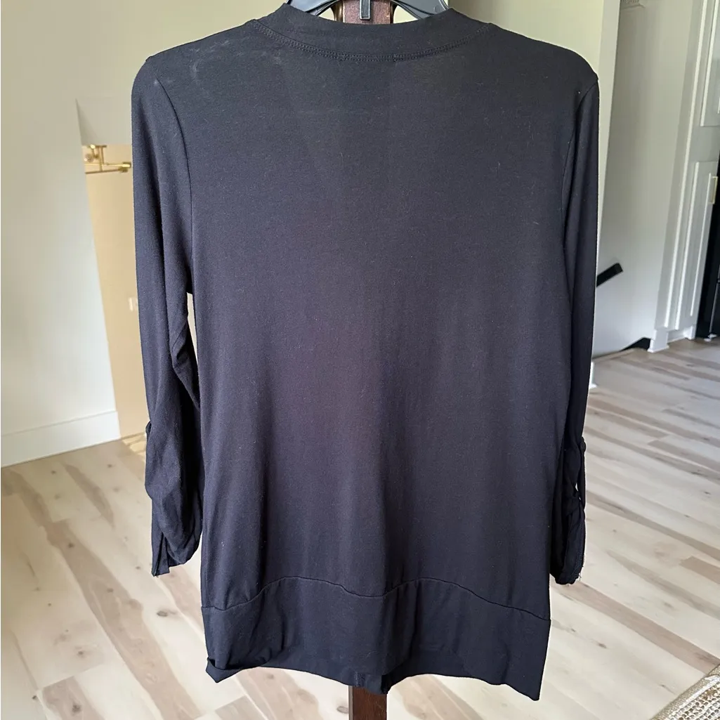 Soprano Black Cardigan Sweater Lightweight - Image 2