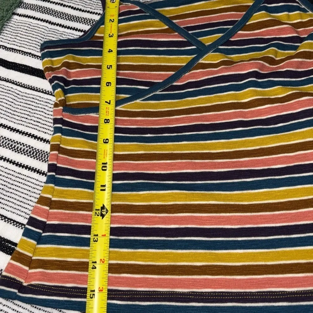 Madewell Striped Tank‎ Top Cami Medium V-Neck Sleeveless Casual Cute - Image 6