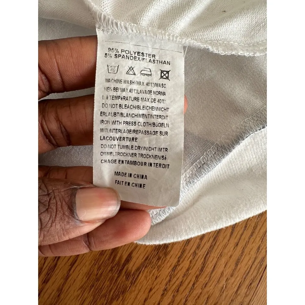 Coshow Women's XL Star Print Long Sleeve Crew Neck Top Lightweight Sweater XL White - Image 5