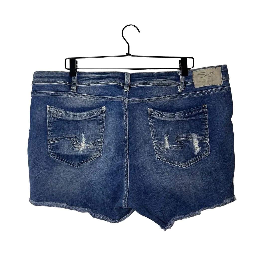 Silver Aiko cutoff denim shorts jean medium wash distressed Women's 20 - Image 3