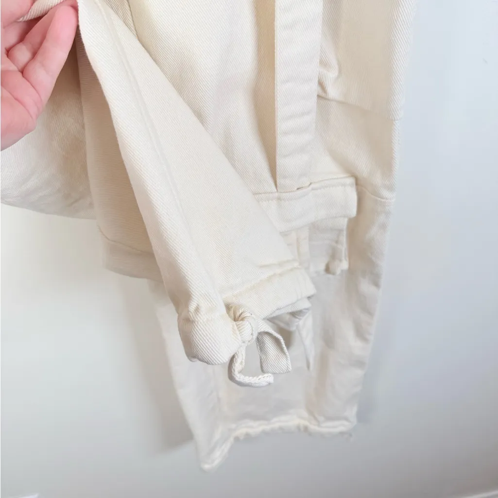 Maniere De Voir Cream Utility Cargo Pants Wrap Strap Detail Wide Leg - Image 5