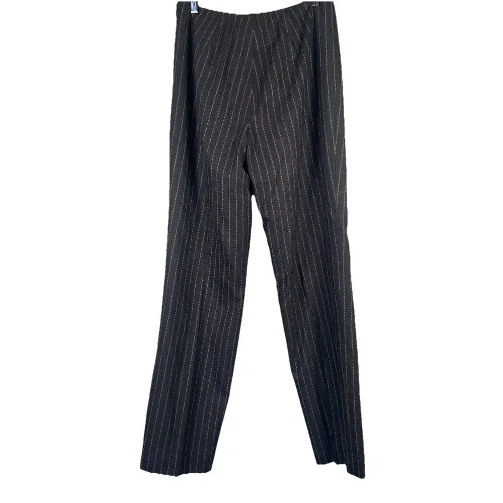 Vtg Carlisle Womens Wool High Waist Gray Brown‎ Pinstripe Trouser Pants Size 6 - Image 3