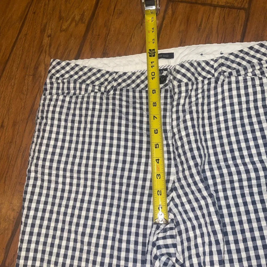 Lands End dark navy blue gingham checked pants slacks womans size 14 - Image 5