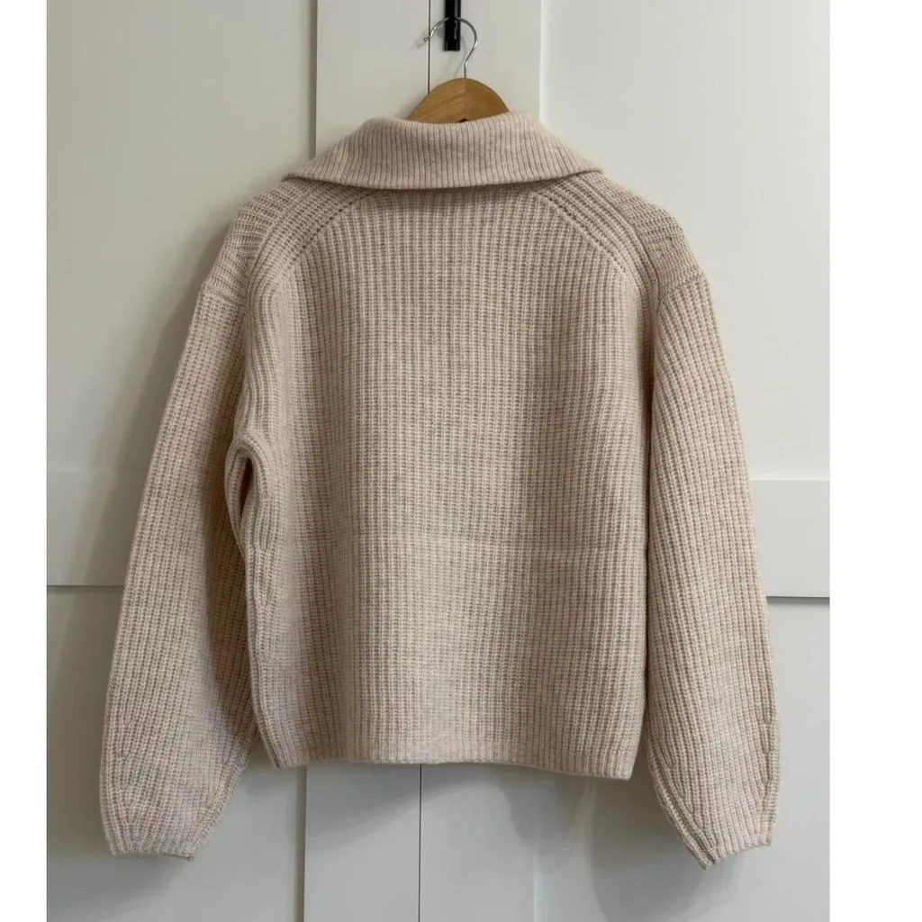 Everlane The Half-Zip Sweater in Luxe Merino Heathered Oat, Size Small - Image 9