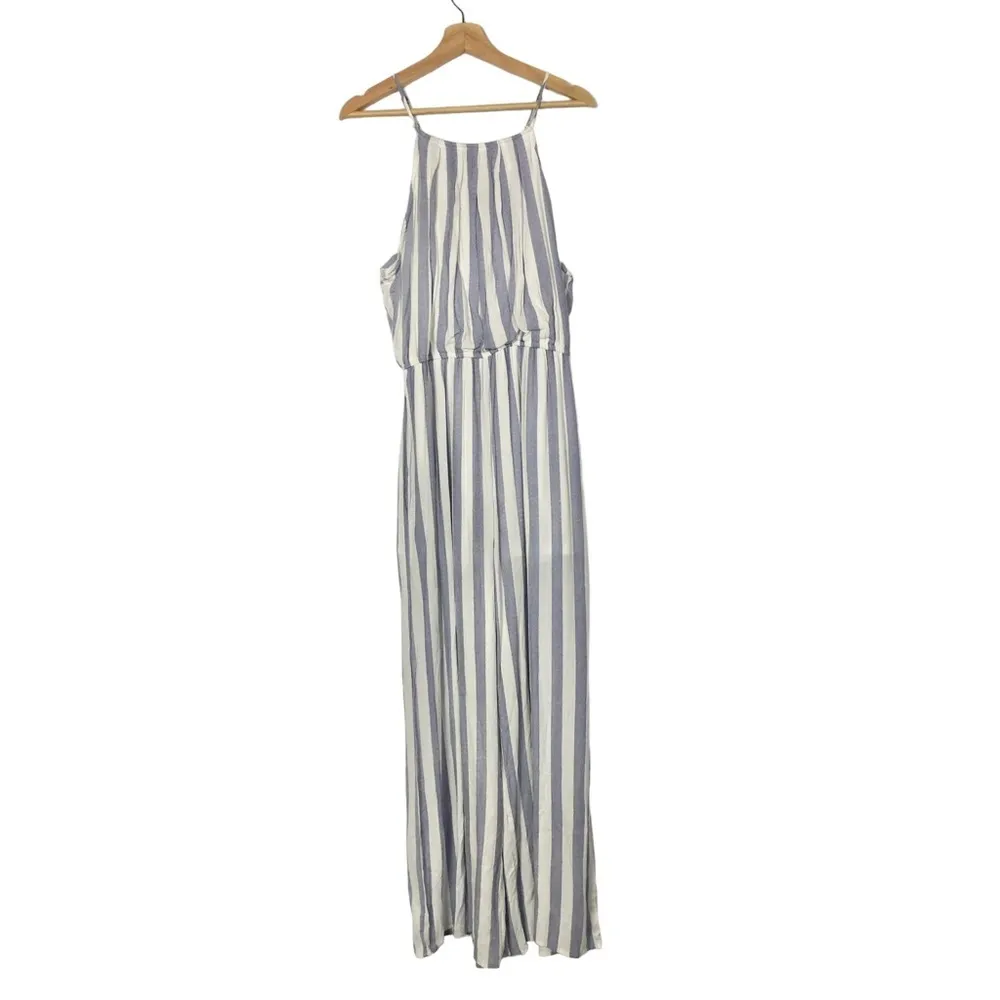 Staccato Blue Hey Sailor Stripe Wide Leg Jumpsuit L - Image 3