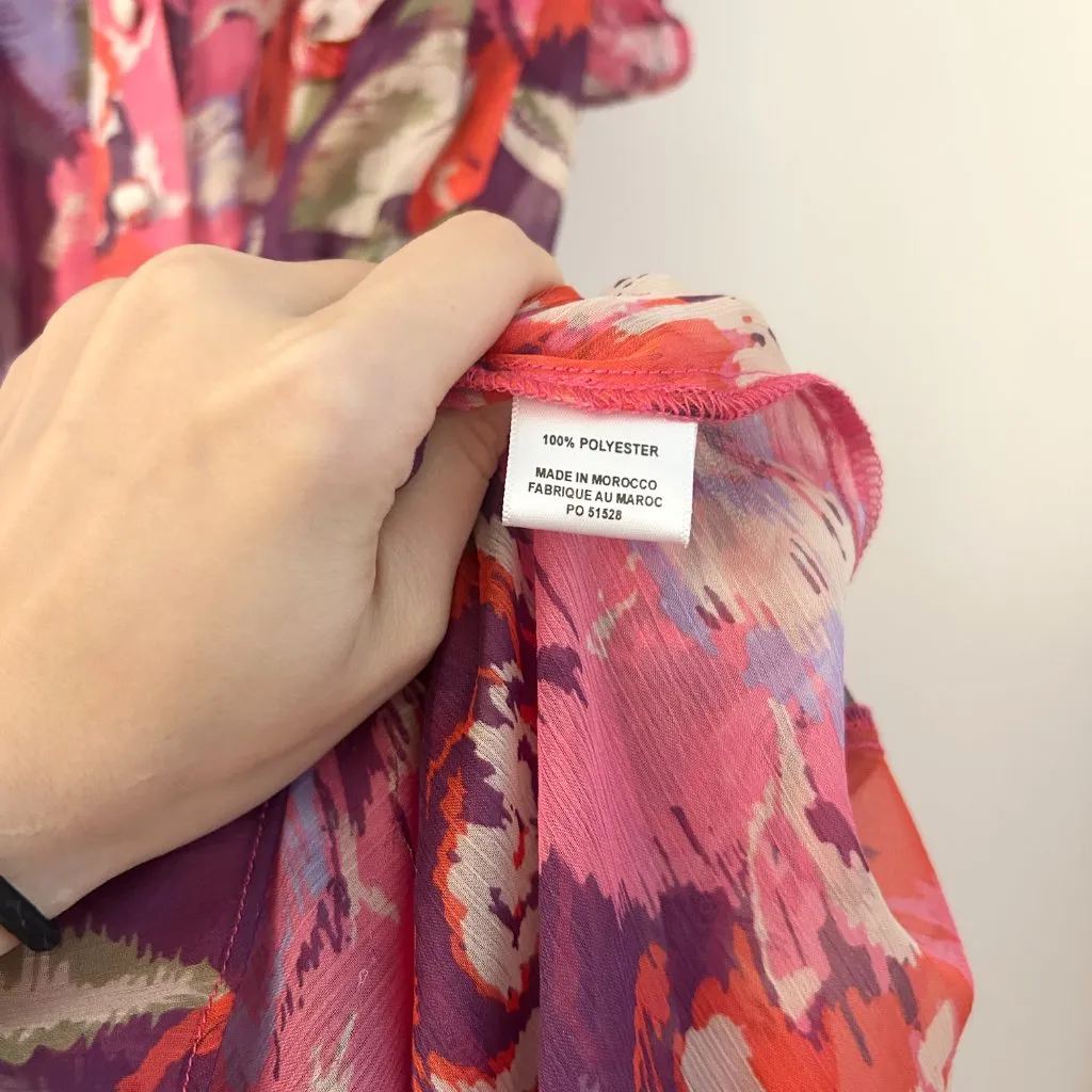 MISA Los Angeles Trina Floral Ruffle Maxi Dress in Lilac Coming Up Roses Size S - Image 9