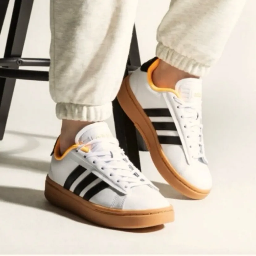 Adidas Women’s Grand Court Alpha White Flash Orange Sneaker Shoes - Image 2