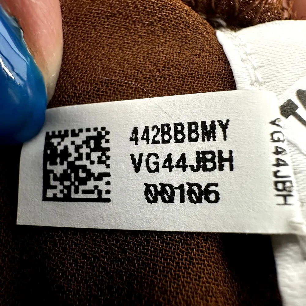 American Eagle Prettiest Lace-Trim Cami Tank Top Tie Front Peplum Brown S NWT - Image 6