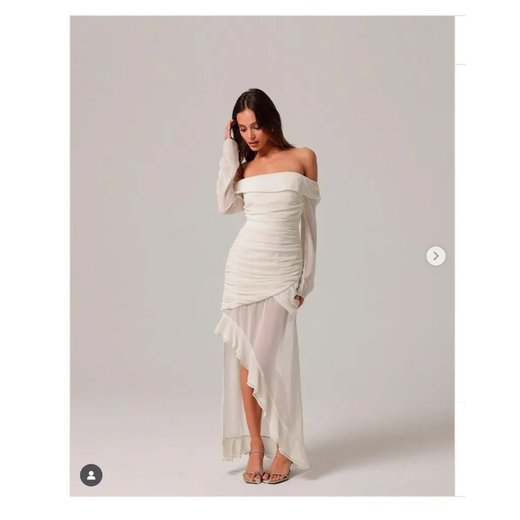 Line & Dot Owens Midi Dress in Ivory Medium New Womens Maxi Gown - Image 12