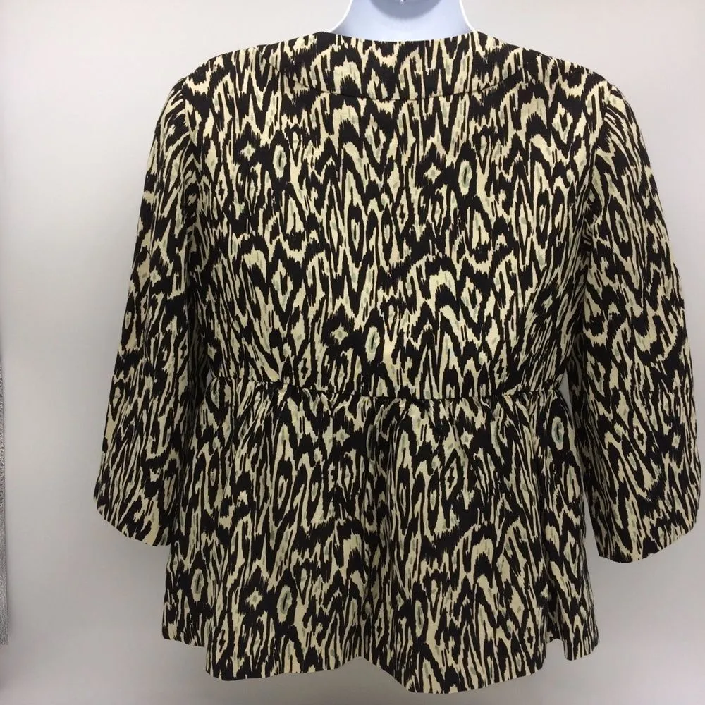 Nanette Lepore Womens Tribal Black/White/Teal-Gray 3/4 Length Sleeve Blazer-Sz 4 - Image 5