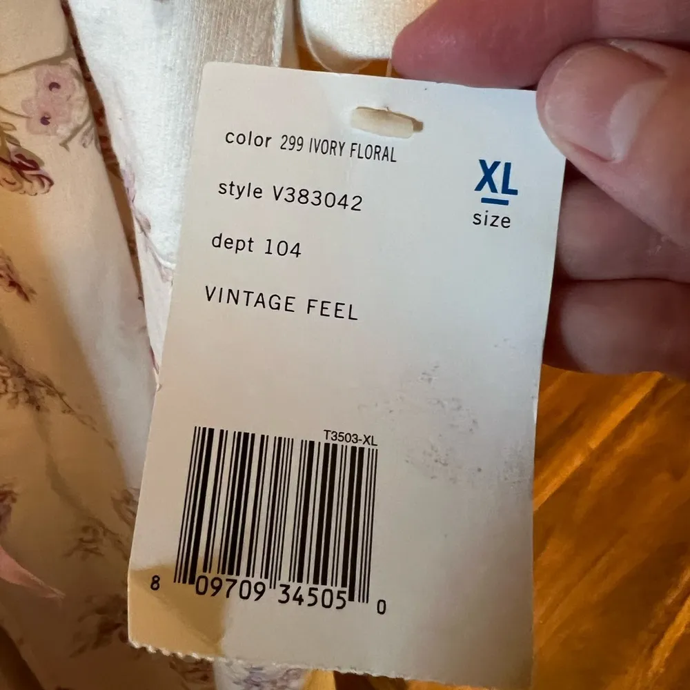 Villager by Liz Claiborne Ivory Floral Vintage Feel Robe XL MISSING BELT Flaws - Image 7