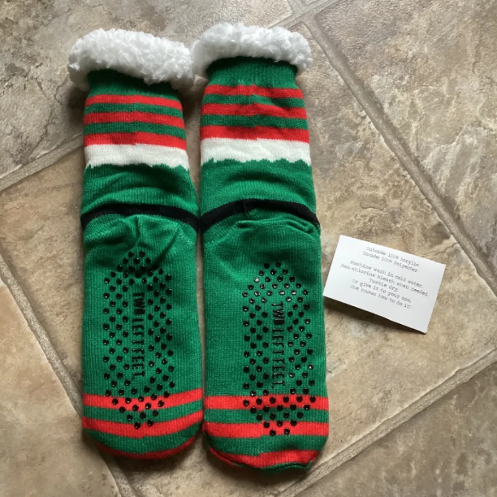 Sherpa Santa Christmas Mistletoe Slipper Socks - Image 3