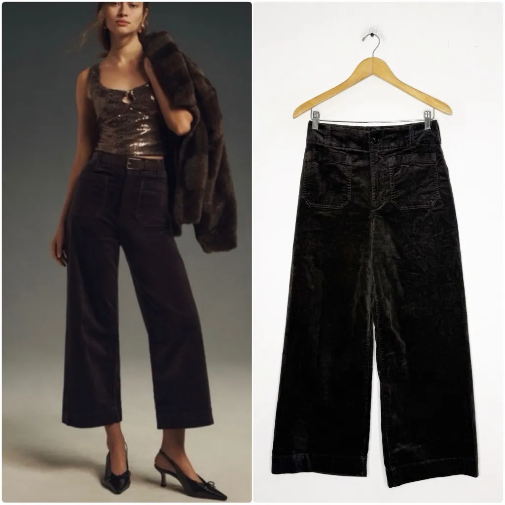 Maeve The Colette Brown Corduroy Pants Size 28 High Rise Wide Leg - Image 2