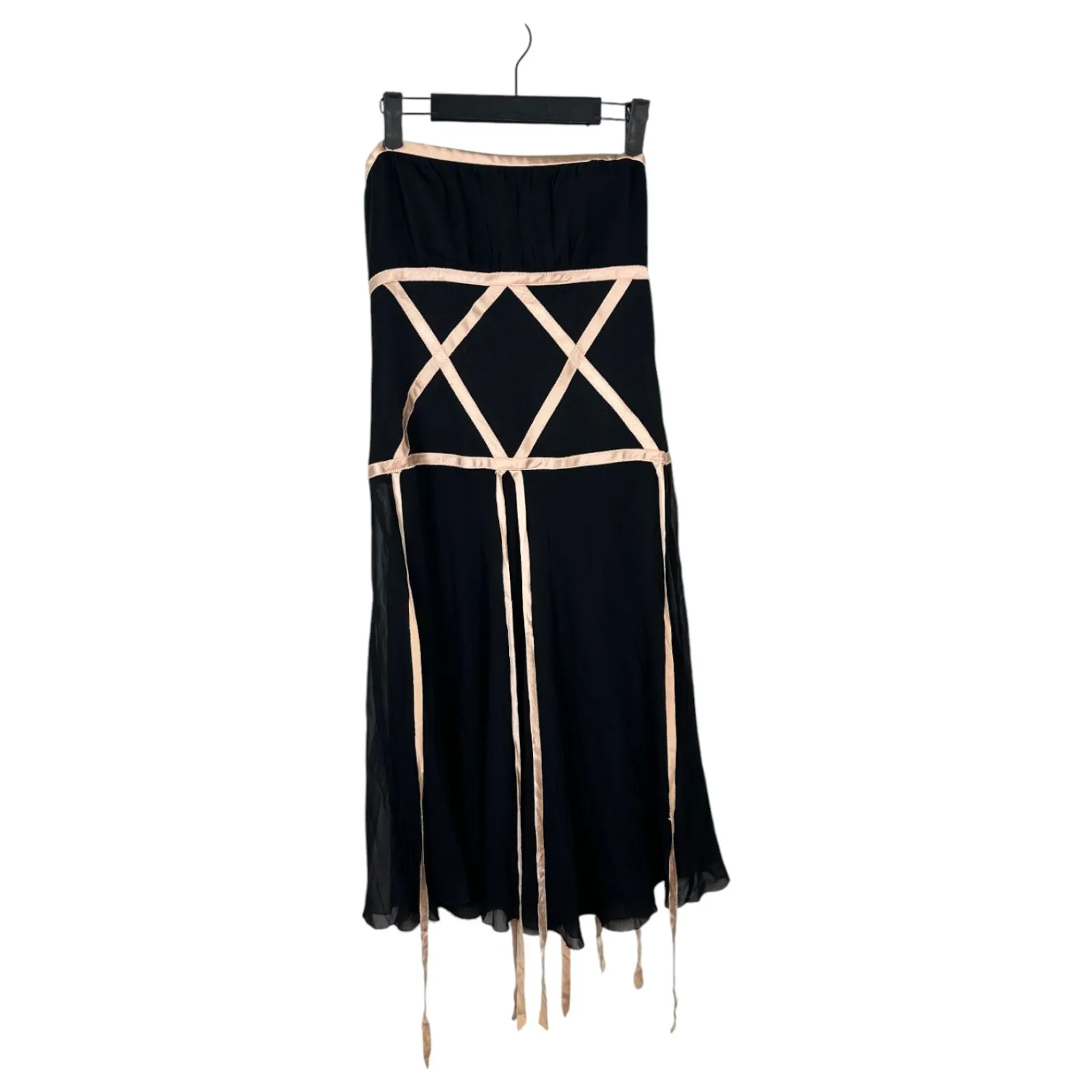 Nicole Miller Collection Vintage 90s Silk Black Ethereal Whimsy Slip Dress 4 - Image 2