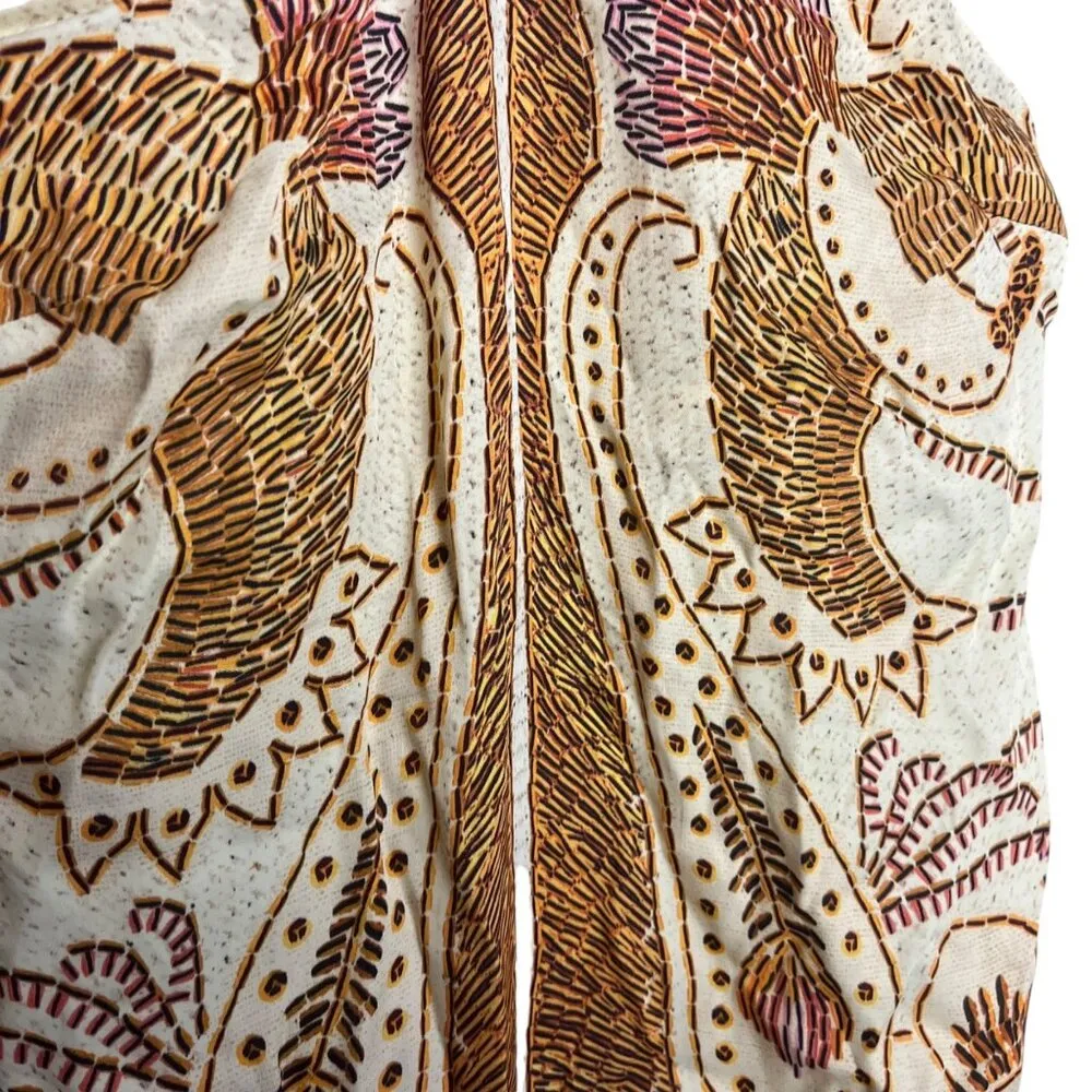 Farm Rio Women's S Halter Mini Dress Gold Tropical Boho Print Paisley Beach - Image 5