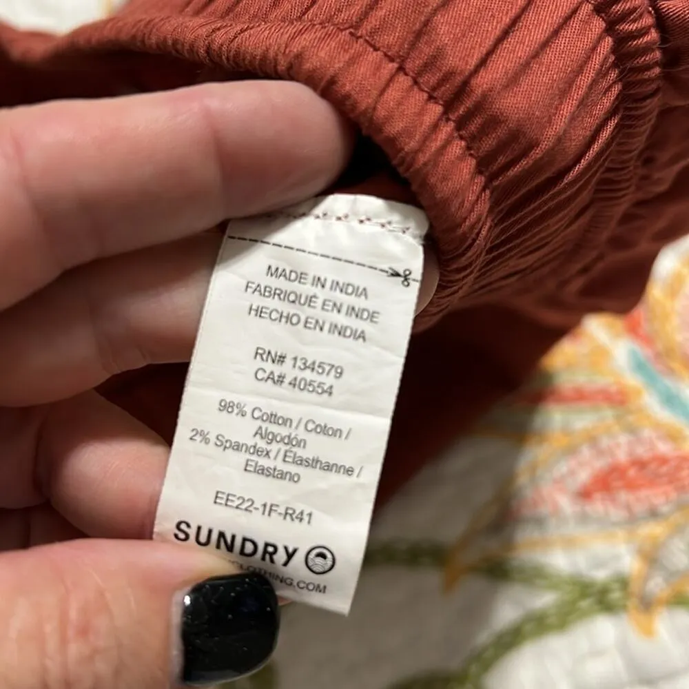 SUNDRY for EVEREVE size 2 woven Sunday skirt brick color with pockets bungee nwt - Image 11