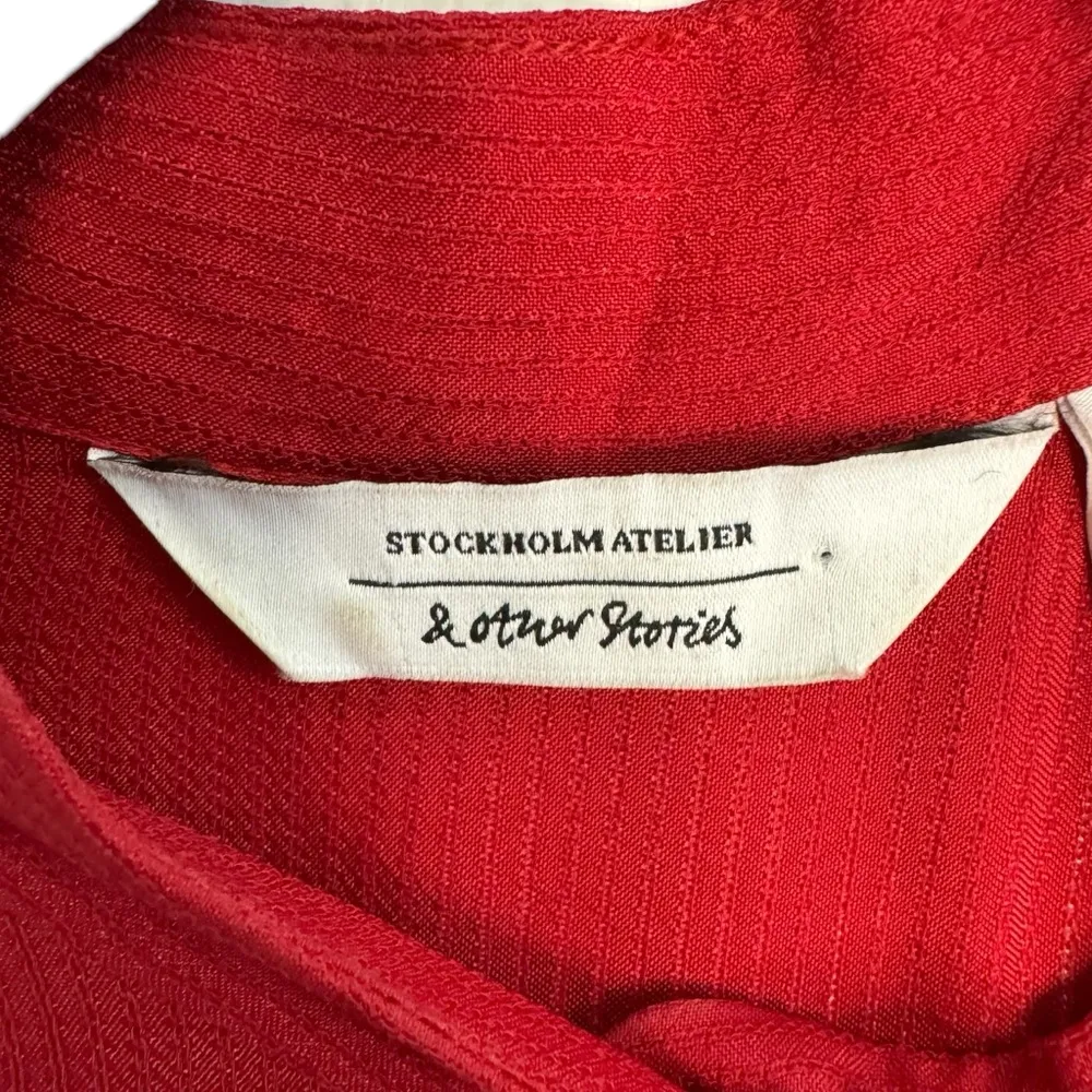 & Other Stories Frill Hem Red Long Sleeve Dress - Image 3