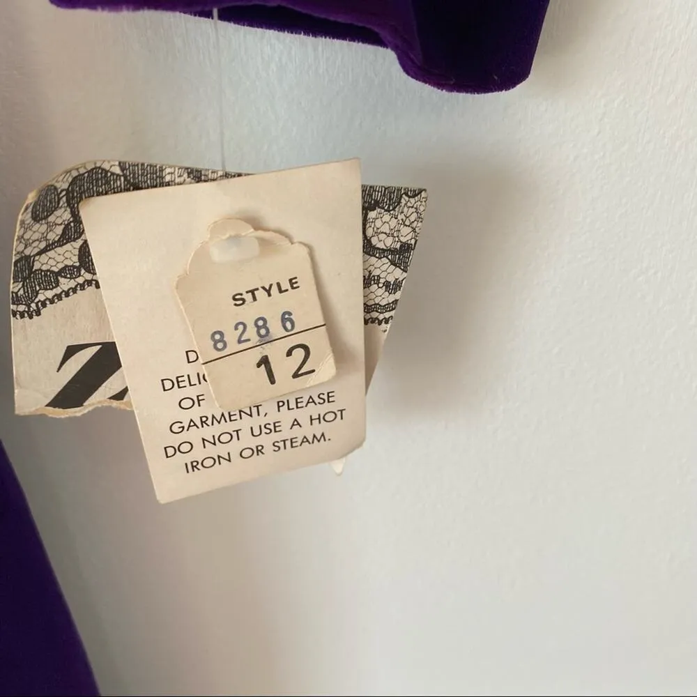 Vintage Y2K Zum Zum Purple Velvet Strapless Sequin Dress Bolero Jacket NWTS 12 - Image 5