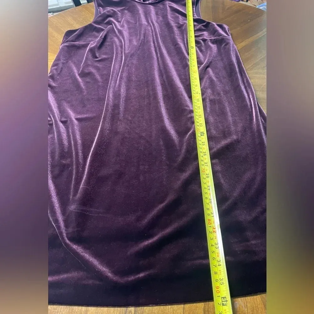 Ann Taylor Factory Amethyst Tie Neck Velvet Dress Sleevless Size Large Petite - Image 4