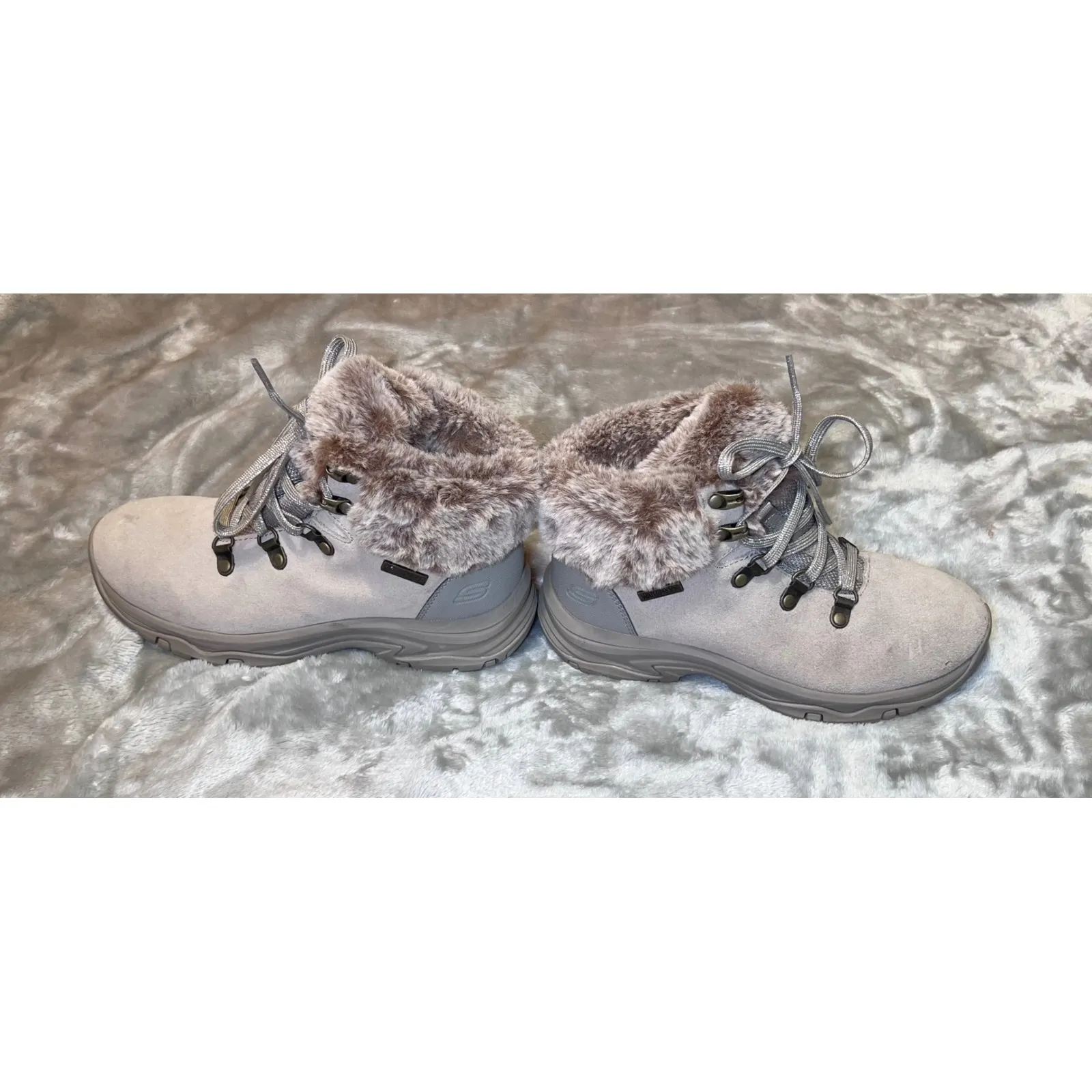 Skechers Trego Falls Ankle Boots Womens 5 Taupe Waterproof Faux Fur Lined Winter - Image 11