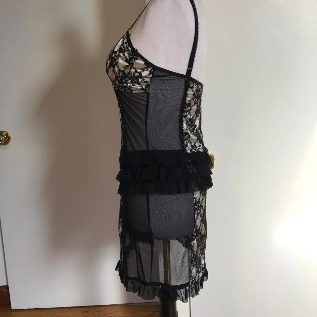 Lip Service Vintage Vaudeville Vamps Gothic Victorian Lace & Mesh Dress XS - Image 4