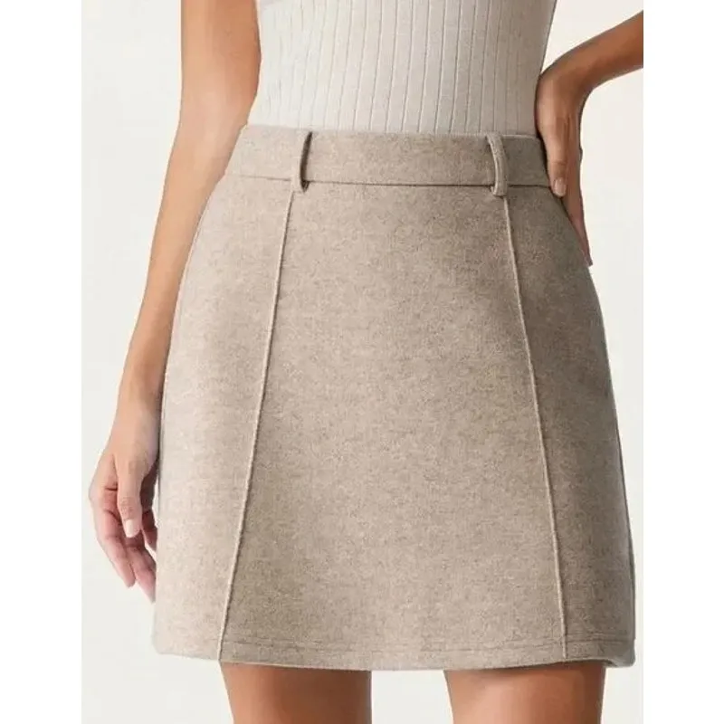 OGL Move CashSoft High Waisted A Line Mini Skirt Heather Oatmeal L NWT Tan Size L - Image 3