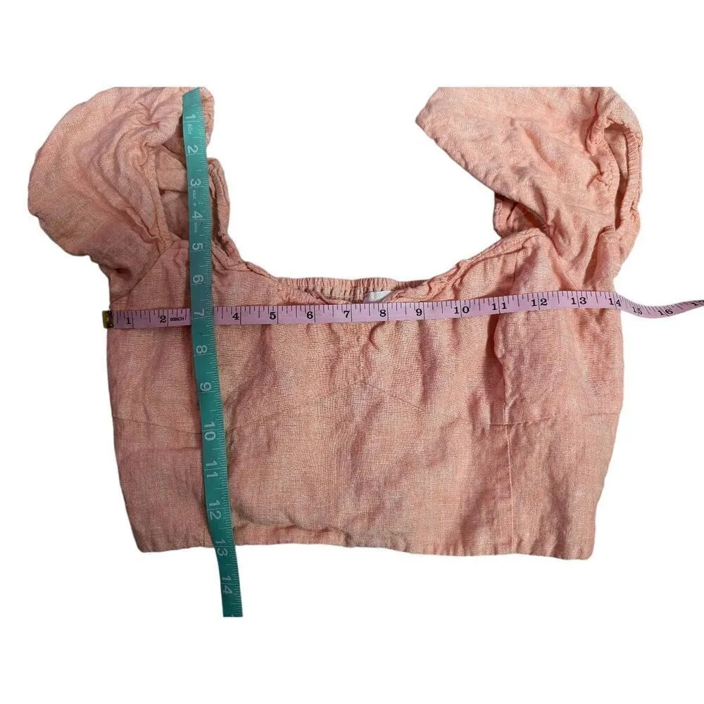 Aritzia Wilfred wander organic linen crop blouse Medium - Image 3