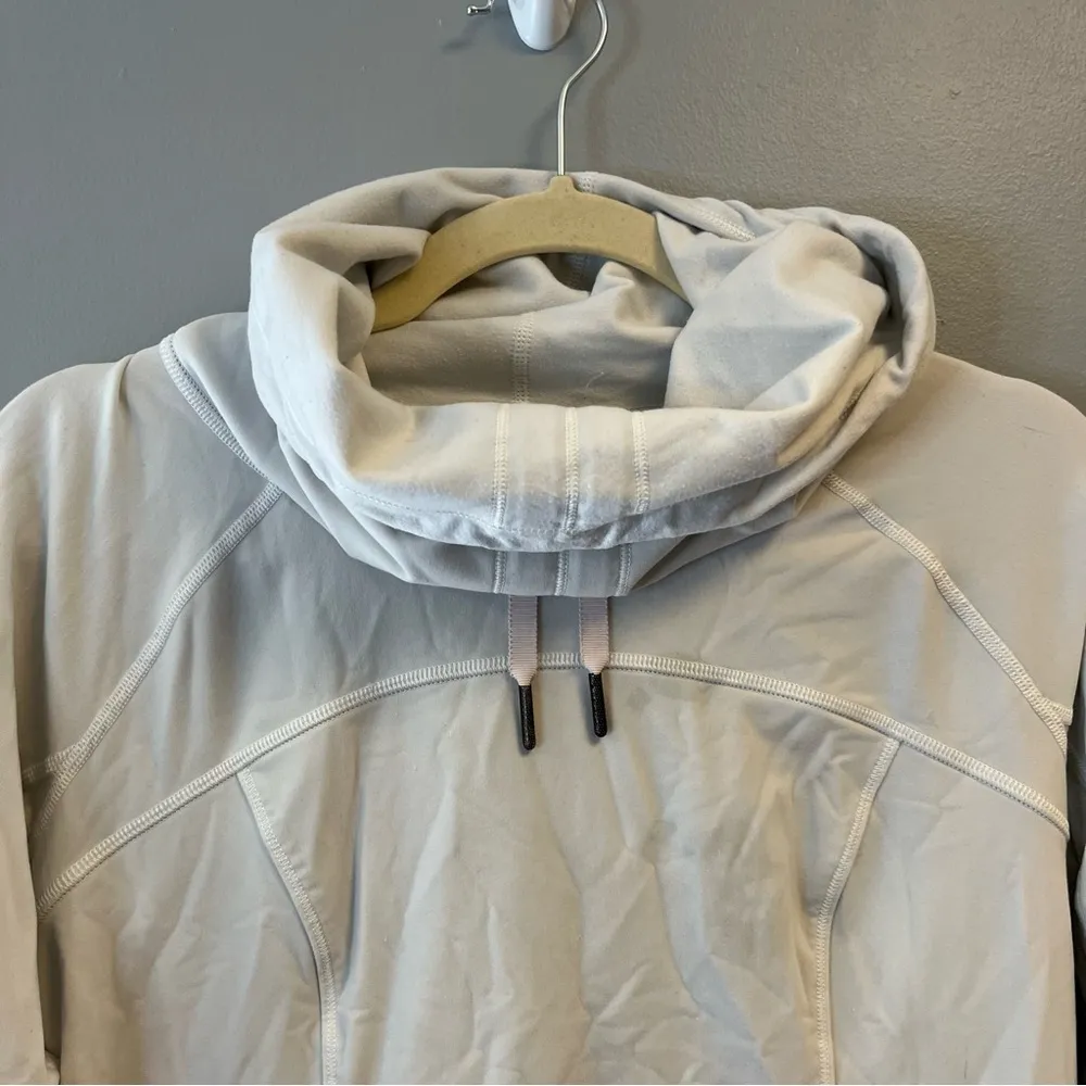 Lululemon Sweatshirt White Cowl Funnel Neck Drawstring Pullover Jacket Sz 6 EUC - Image 3