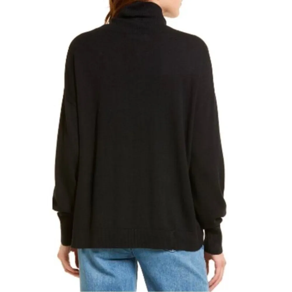 TREASURE & BOND Turtleneck Dropped Shoulder Sweater in Black Size XXS NWT - Image 2