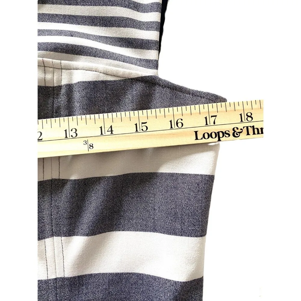 Tommy Hilfiger Striped Blue White Sleeveless Zipper Lined Sheath Dress Sz 8 - Image 6