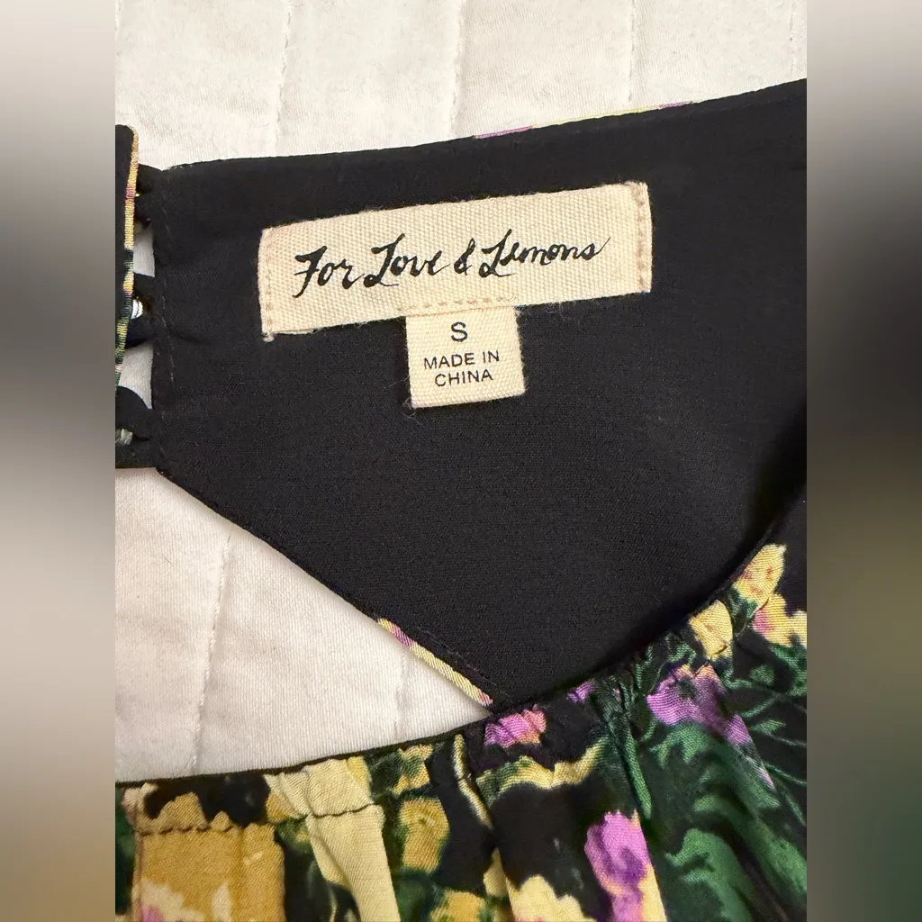 Free People For Love & Lemons Ross Black Floral Midi Dress NWOT Purple - Image 9