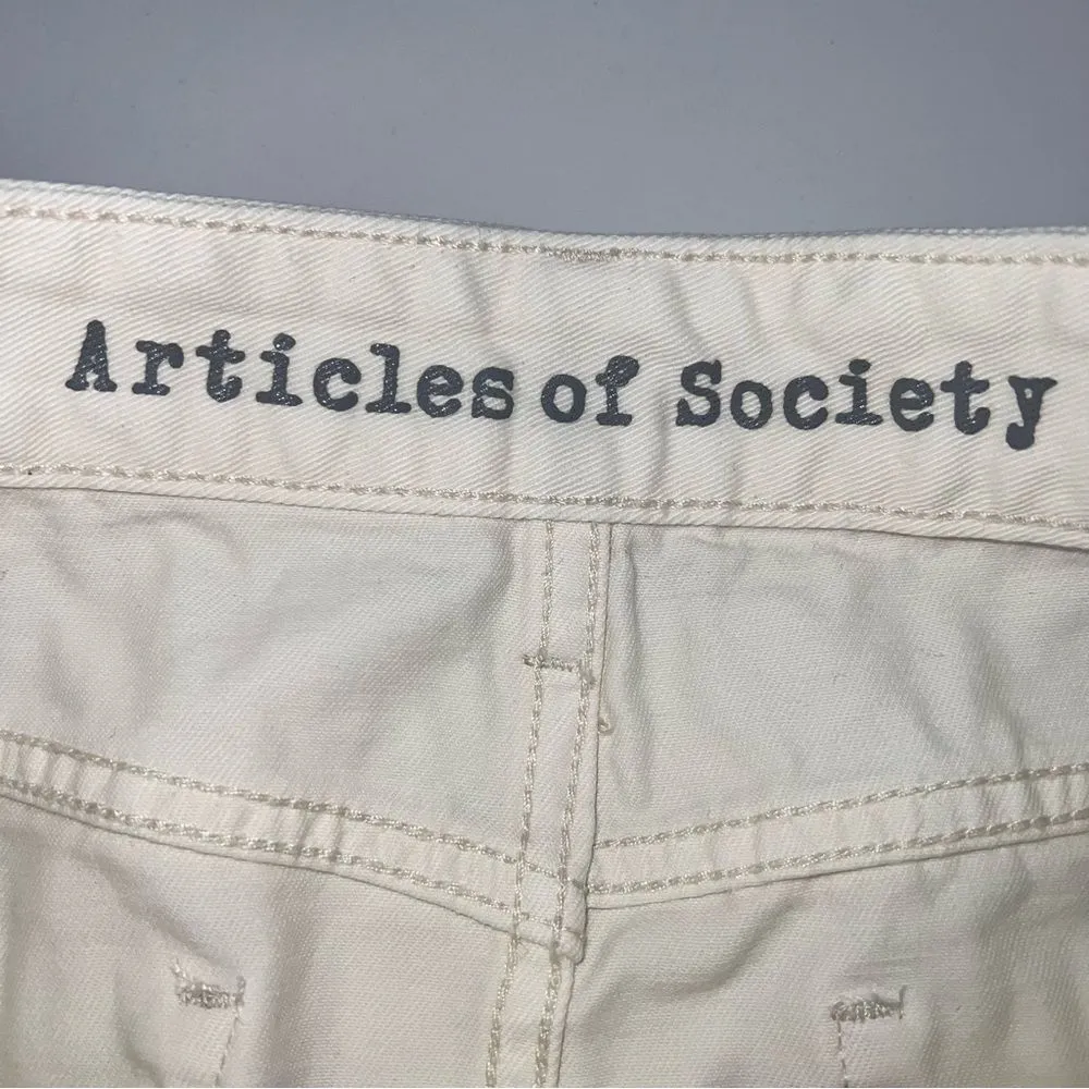 Articles of Society White 100% Cotton Off White Distress Stacy Mini-Skirt-Sz 27 - Image 6