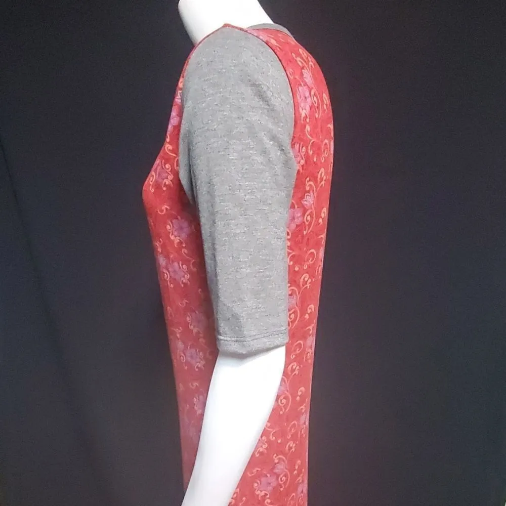 LuLaRoe Julia Red, Purple, & Gray Floral Dress (Small) - Image 4