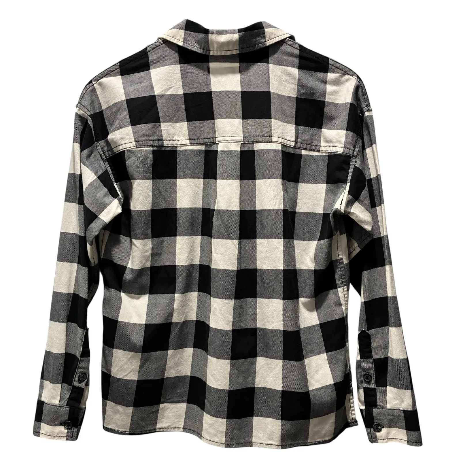 Madewell Button Up Shirt Long Sleeve Black Off White Checkered Womens Size XXS - Image 2