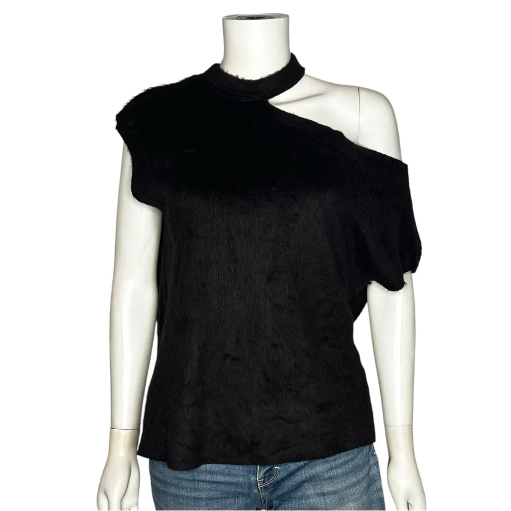 RtA NEW Axel Cashmere Japanese Fabric Luxury Cold Shoulder Black Top Size L Size L - Image 2