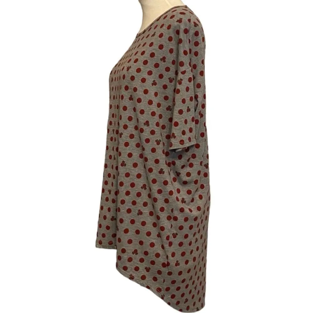 🎈LuLaRoe Irma Gray Red Polka Dot Minnie Mouse OVERSIZED - Image 2