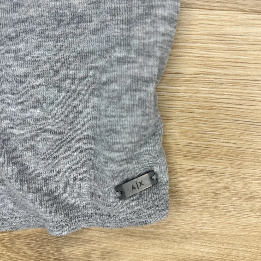 Armani Exchange Women XS Cropped Top Blouse Short Sleeve Gray Oversized Baggy - Image 3