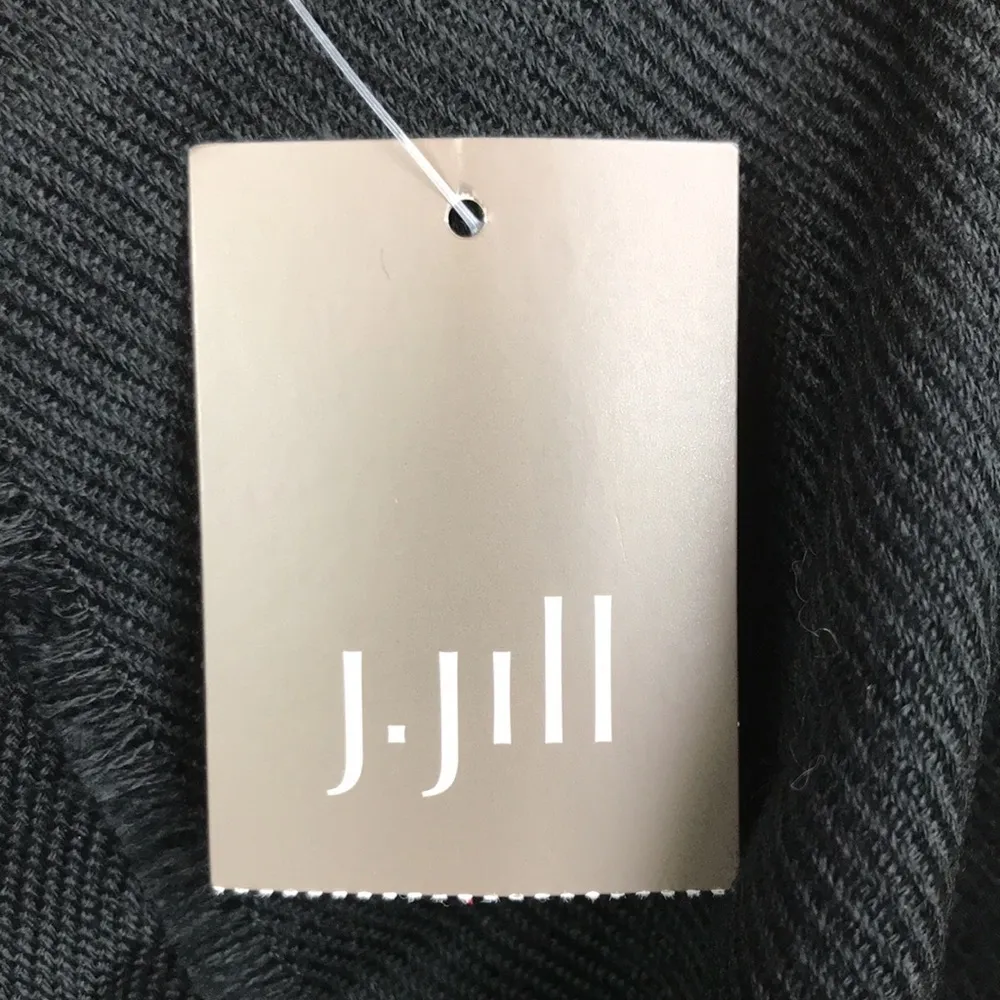 NWT J. Jill Women’s Black White Plaid Raw Fringe Hem Infinity Scarf - Image 5