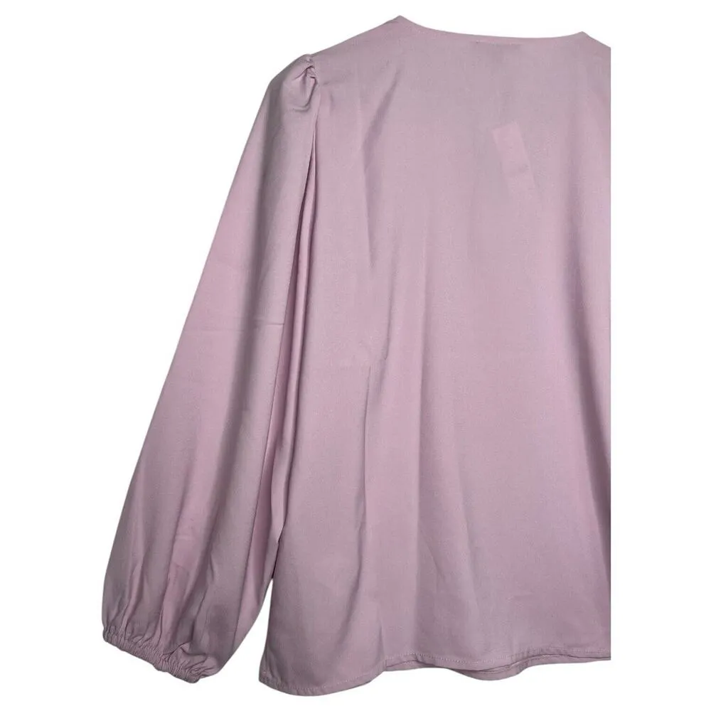New J Crew Top Womens Small Purple Bishop Sleeve Keyhole Button Career Dressy - Image 9