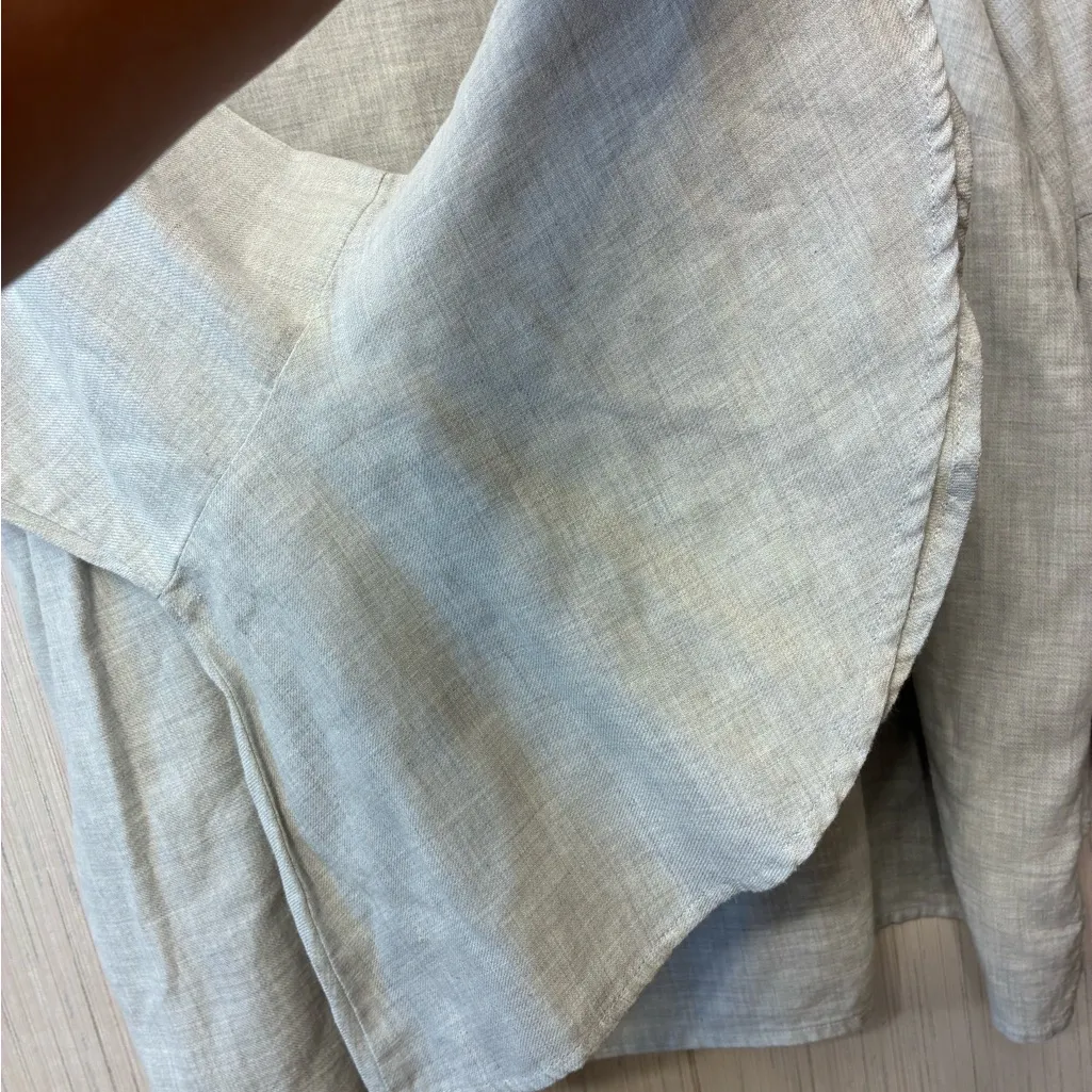 Chelsea & Theodore Size 2X Embroidered Bell Sleeve Top Linen Blend Boho Tunic Gray - Image 6