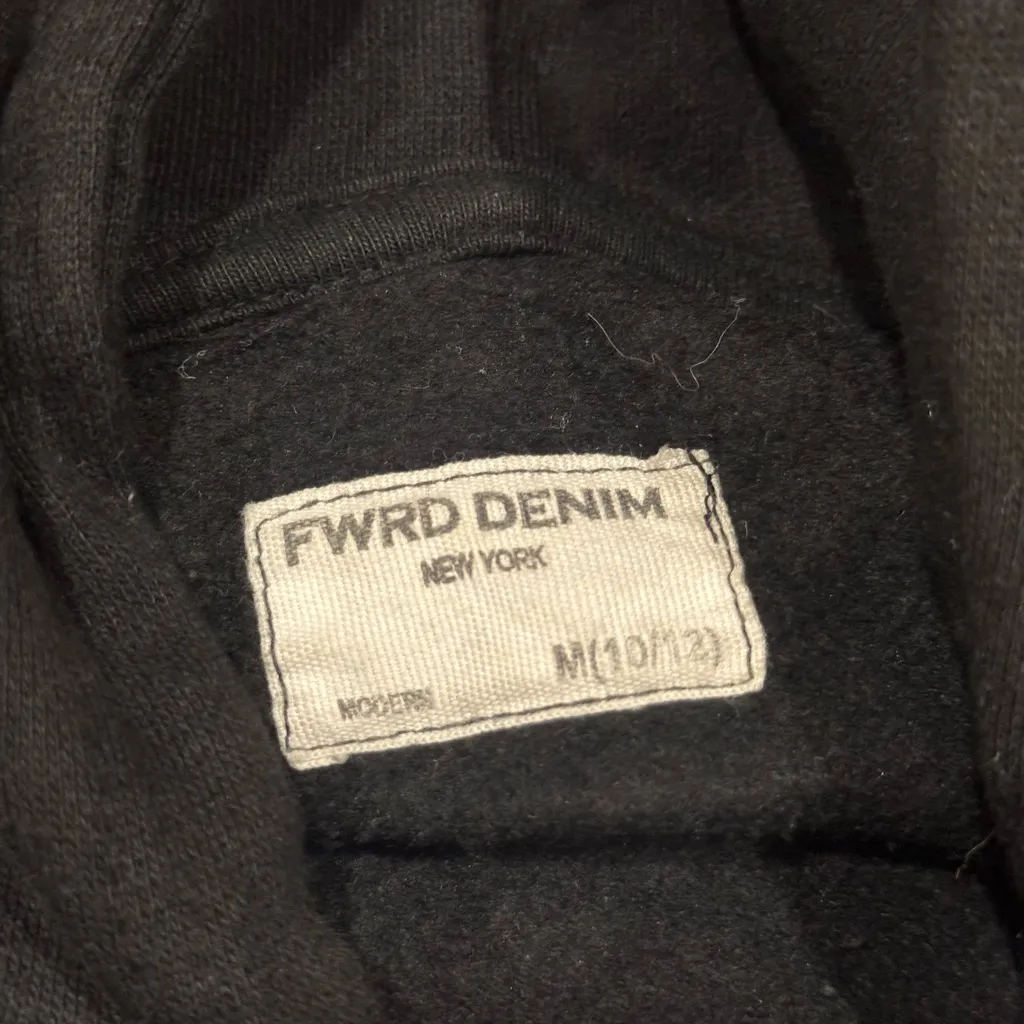 FWRD Denim New York KIDS Sweatshirt Hoodie Black Floral Puff Print Size 8/10 - Image 3