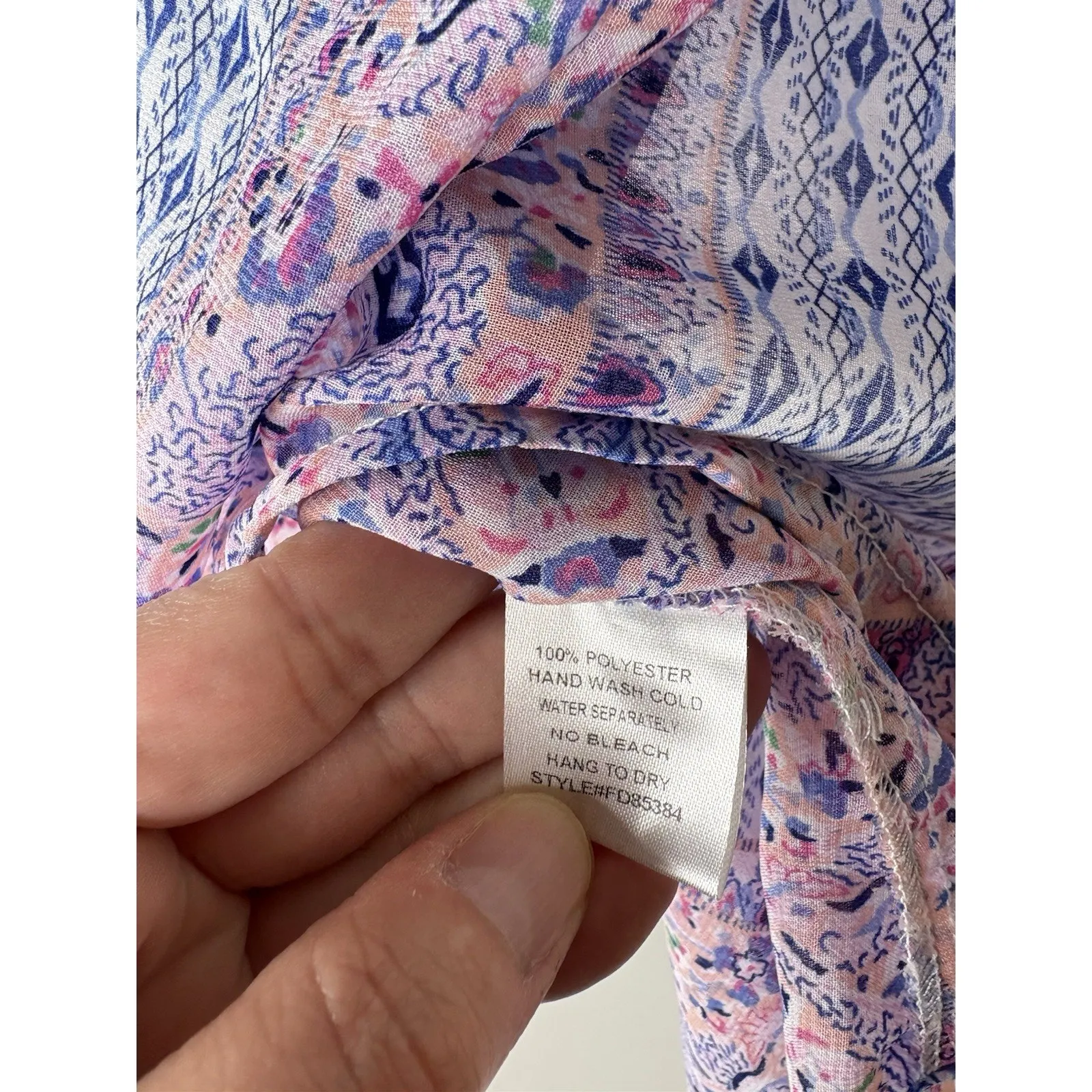 Fun 2 Fun Womens M Sleeveless Blouse Shirt Buttons Shear Geometric Blue Pink Size M - Image 5