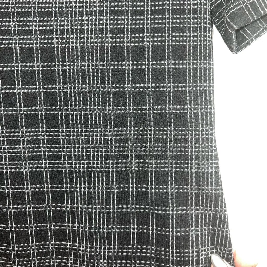Theory Rijik Short Sleeve Structured Knit Dress Plaid Windowpane Pattern - Image 5