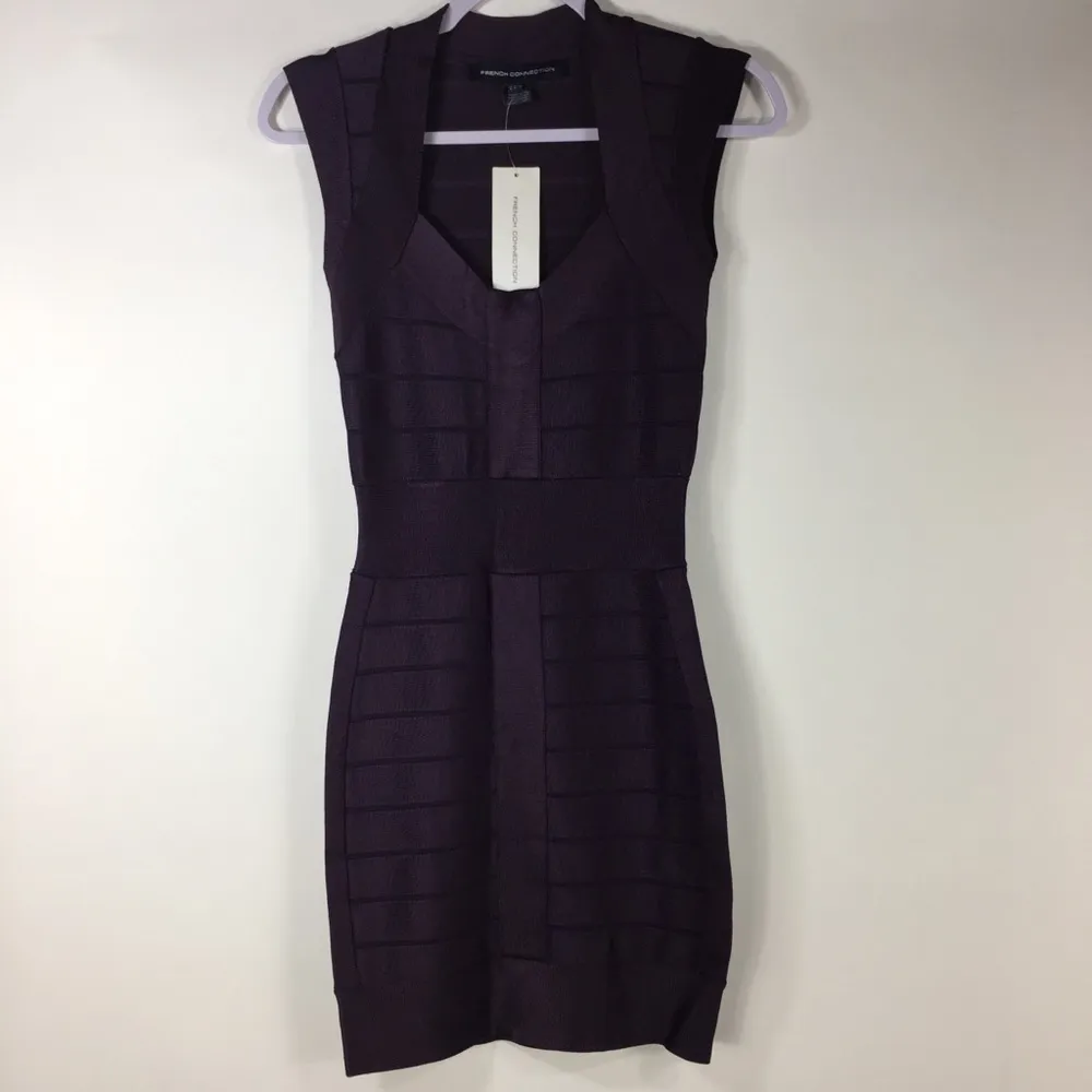 French Connection Bandage Mini Dress Plum Size 2 - Image 5