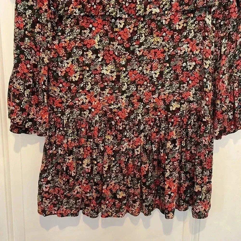 Zara Floral Ruffle Sleeve Tiered Mini Dress Sz XS - Image 7